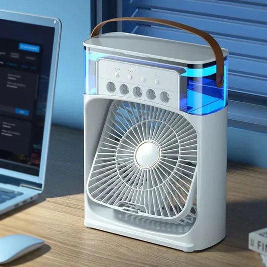 Portable Air Conditioner Fan Usb Electric Fan With Led Night Light, Fine Mist Water, And Humidifier Function | Led Night Light Water Mist Mini Fan Cooler