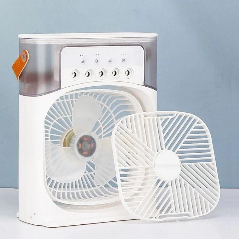 Portable Air Conditioner Fan Usb Electric Fan With Led Night Light, Fine Mist Water, And Humidifier Function | Led Night Light Water Mist Mini Fan Cooler