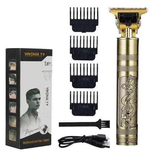 Metal Body T9 Trimmer VINTAGE T9 Dragon Style Metal Rechargeable Electric Hair Clipper Cutting Machine Professional Hair Barber Trimmer