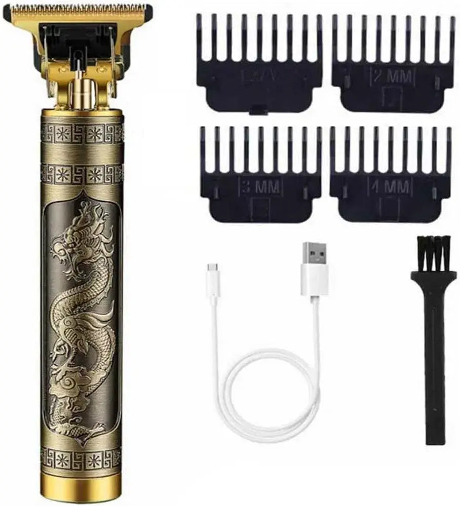 Metal Body T9 Trimmer VINTAGE T9 Dragon Style Metal Rechargeable Electric Hair Clipper Cutting Machine Professional Hair Barber Trimmer