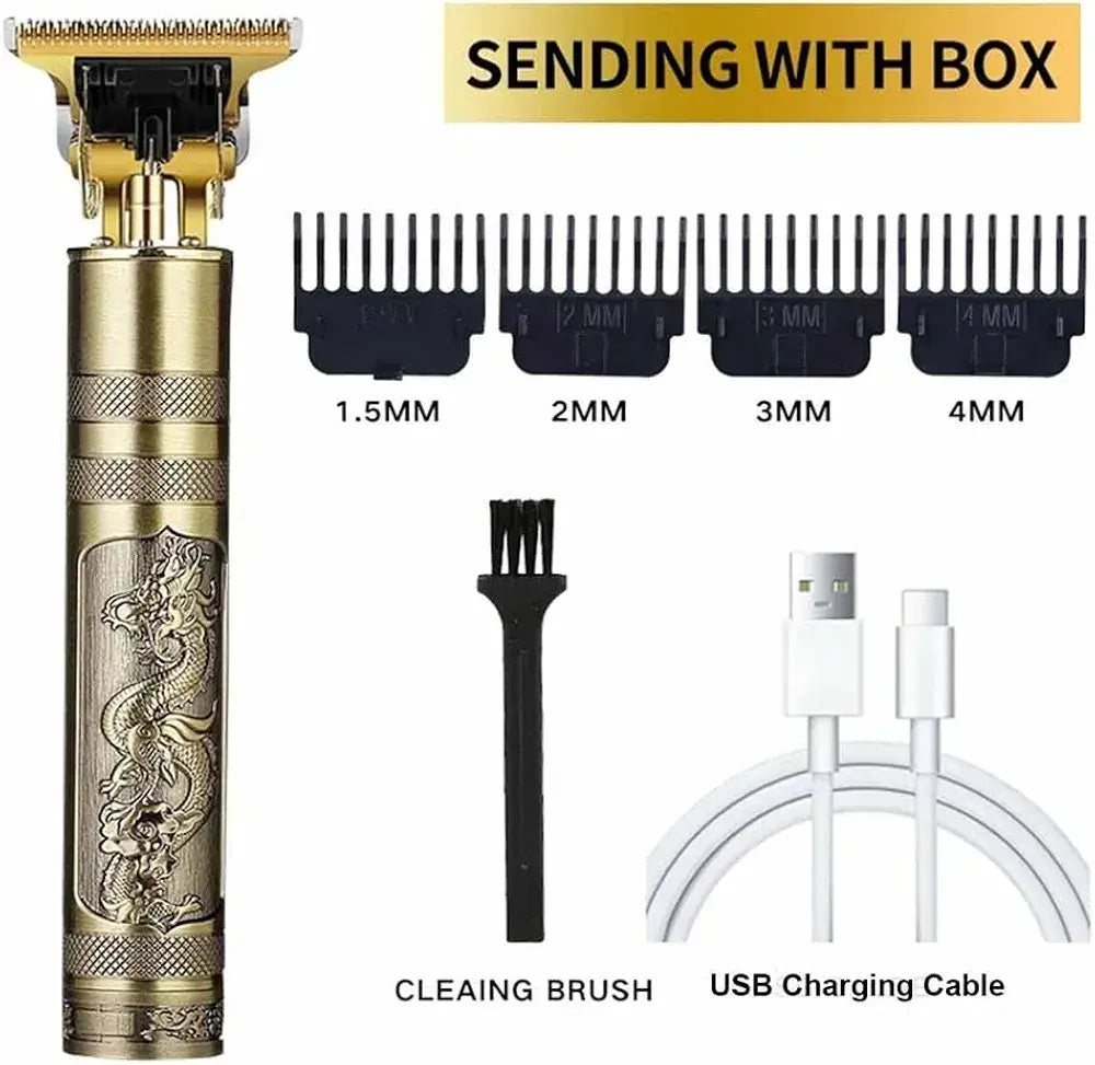 Metal Body T9 Trimmer VINTAGE T9 Dragon Style Metal Rechargeable Electric Hair Clipper Cutting Machine Professional Hair Barber Trimmer